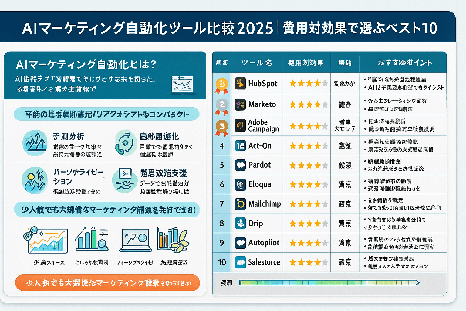 AIマーケティング自動化ツール比較2025|費用対効果で選ぶベスト10