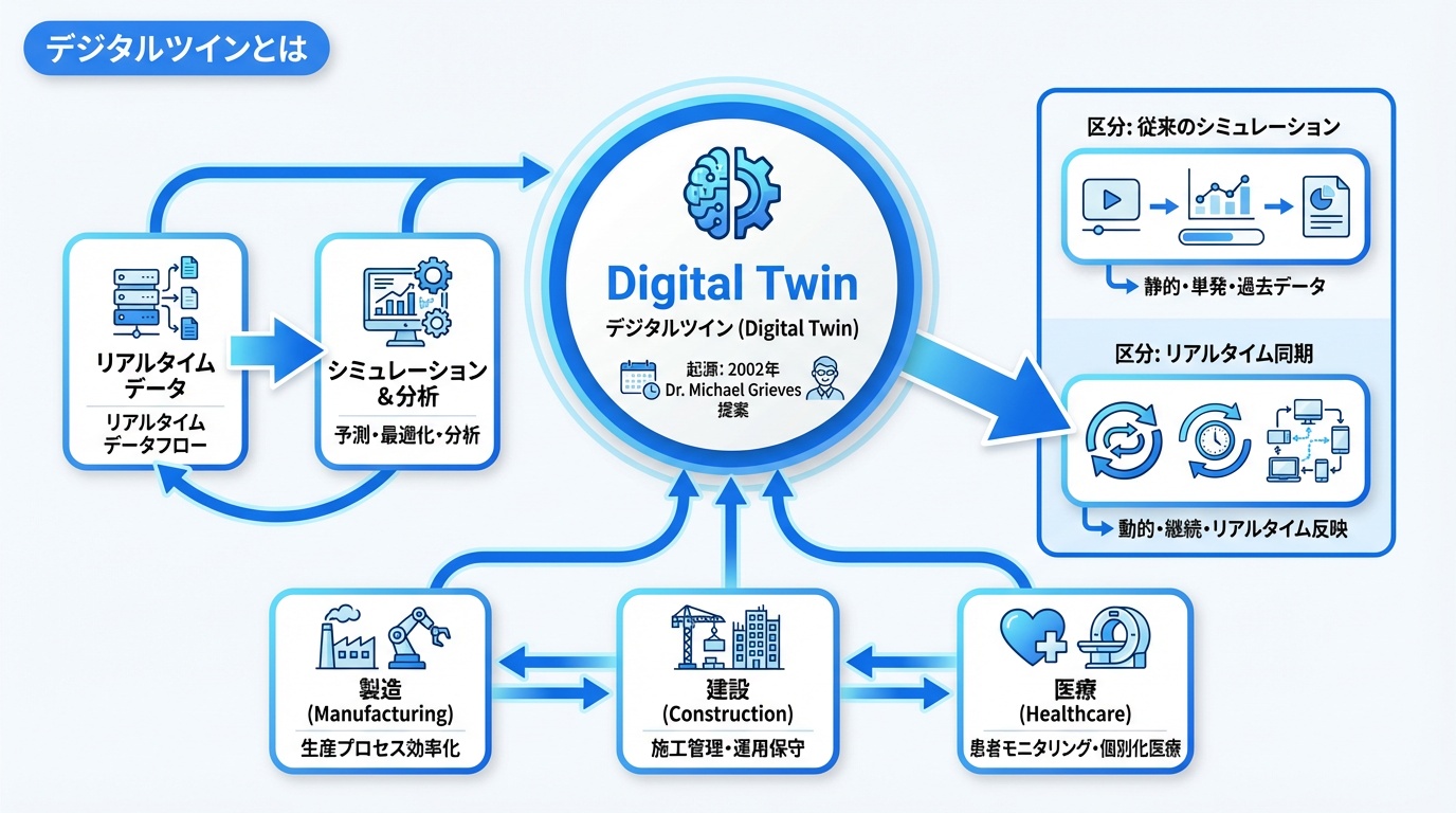 Nano Banana Proで生成したデジタルツインの解説図