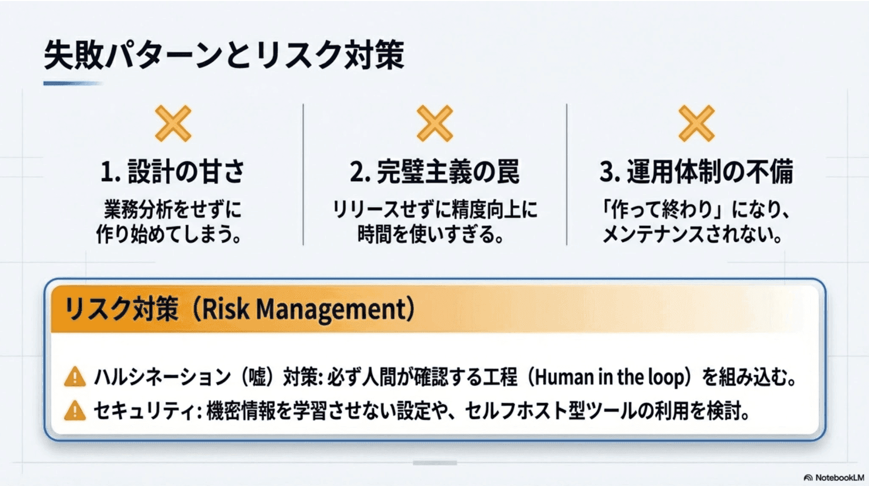 失敗パターンとリスク対策